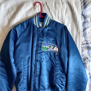 Blue Satin Jacket with Logo